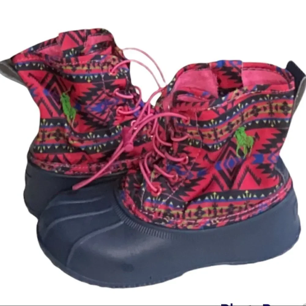 Polo Kids Zip-up Aztec Style Boots Size 1‎